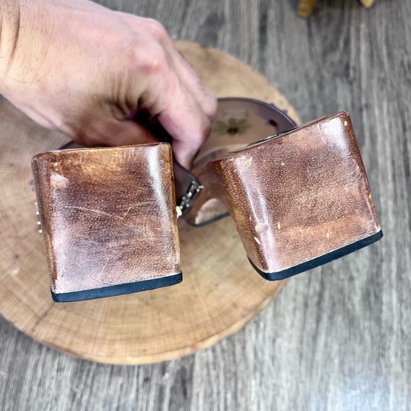 Candie’s | Vintage Flower Square Toe Slip On Wood Platform Sandals Y2K Size 5 - Picture 13 of 14